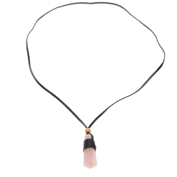 Rose Quartz Point Pendant Necklace.