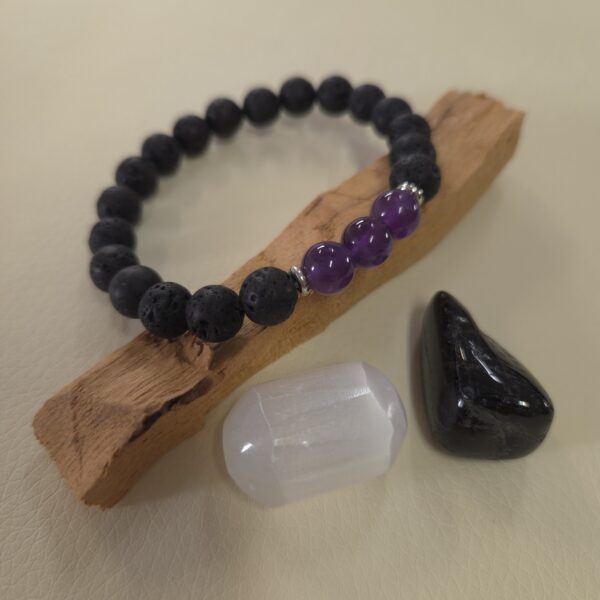 Lava Stone & Amethyst Bracelet