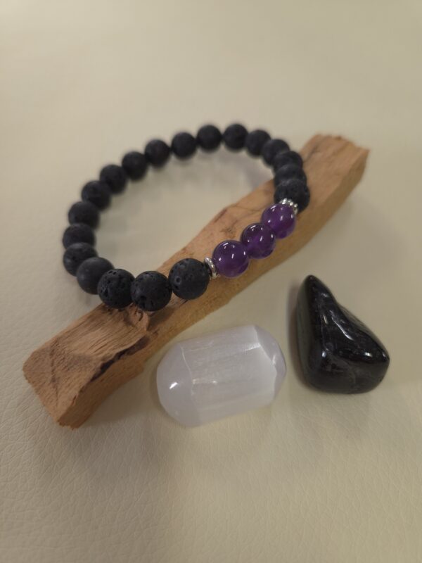Lava Stone & Amethyst Bracelet